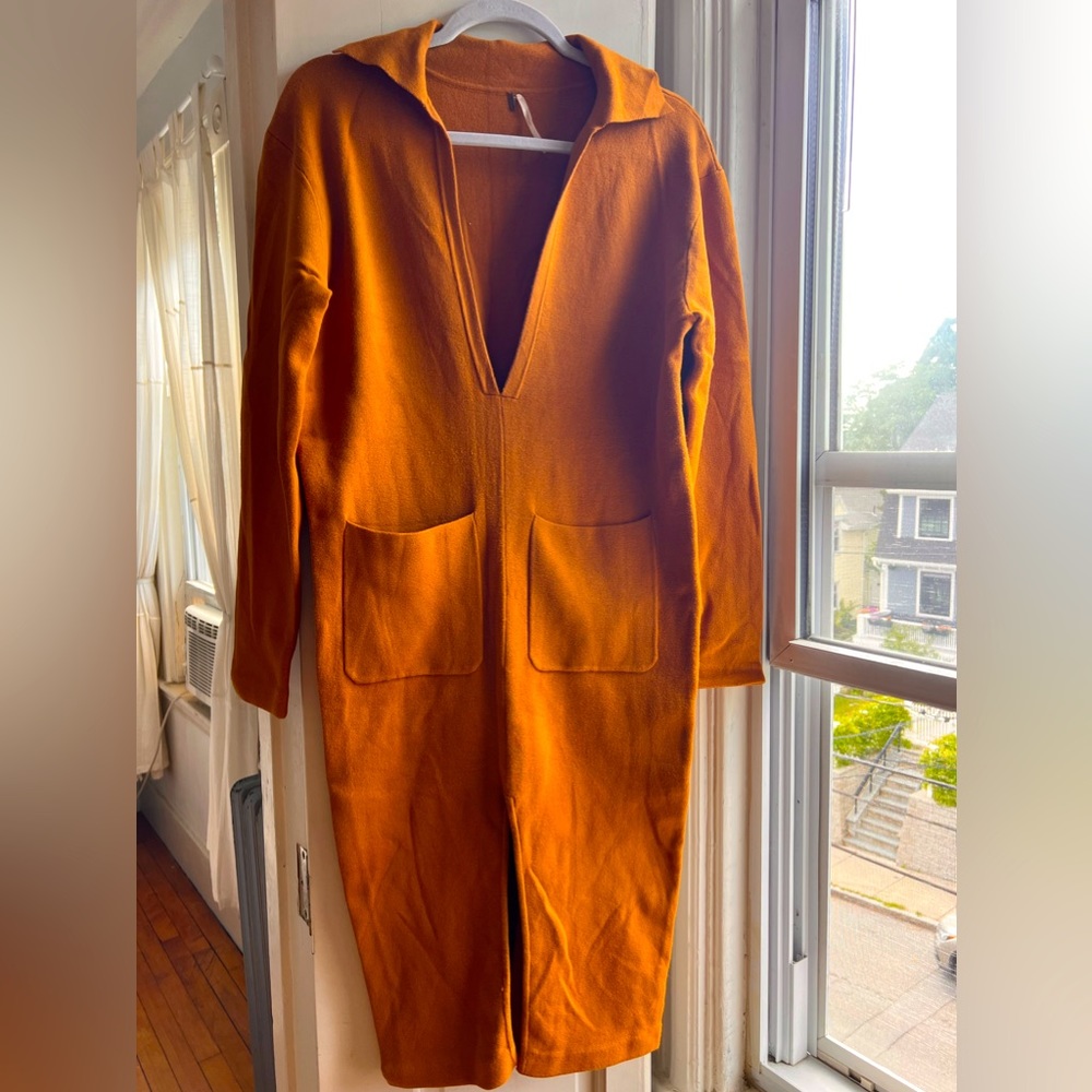 Beautiful mustard yellow Free People sweater dress